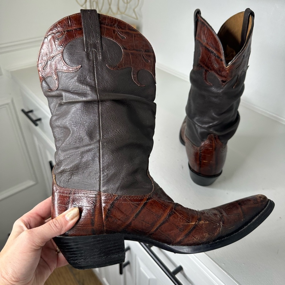 **SOLD**Ariat Women’s 9.5B Exotic Slouch Western Cowboy Boots Brown Leather - Picture 7 of 10